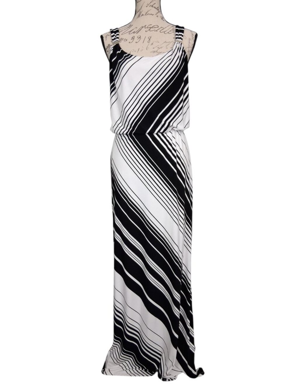 White House Black Market | Black & White Jersey Knit Maxi Dress | Size M